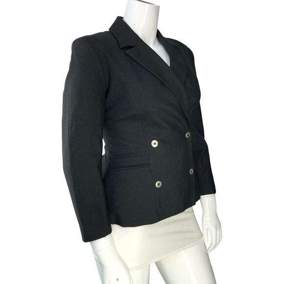 State Of Claude Montana Blazer Womens 12 Black Double Breasted Wool Blend Jacket - Picture 11 of 16